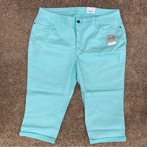 NWT St John’s Bay Mid Rise Capri Size 20W in Glacier Aqua